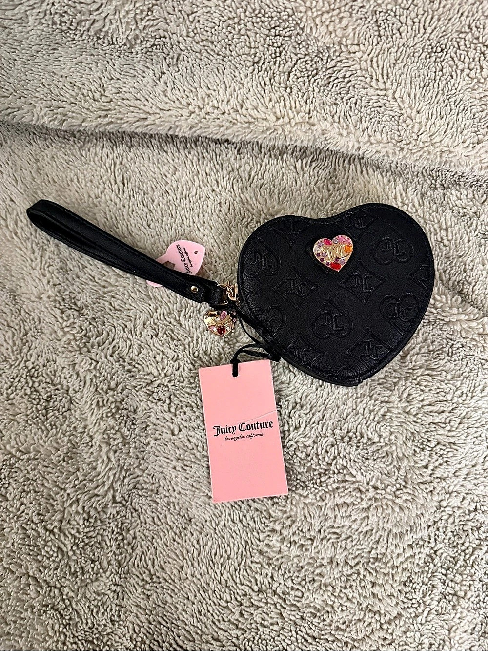 Juicy Couture Glitz Out Heart Mini Wristlet in Black